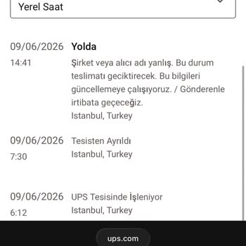 UPS’in Adres Bulunamadı Gerekçesiyle Teslimatın İadesi Ve Acil Yeniden Dağıtım Talebi