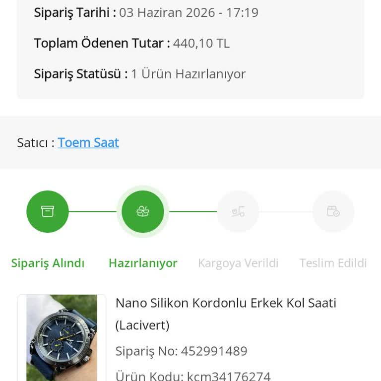 Çiçek Sepeti Kargoya Verilmemiş Saat, İptal Talebim Reddedildi
