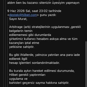 Hilbet’te 150.000 TL Kazancım Nedensiz Silindi Ve Canlı Destek Yetersiz