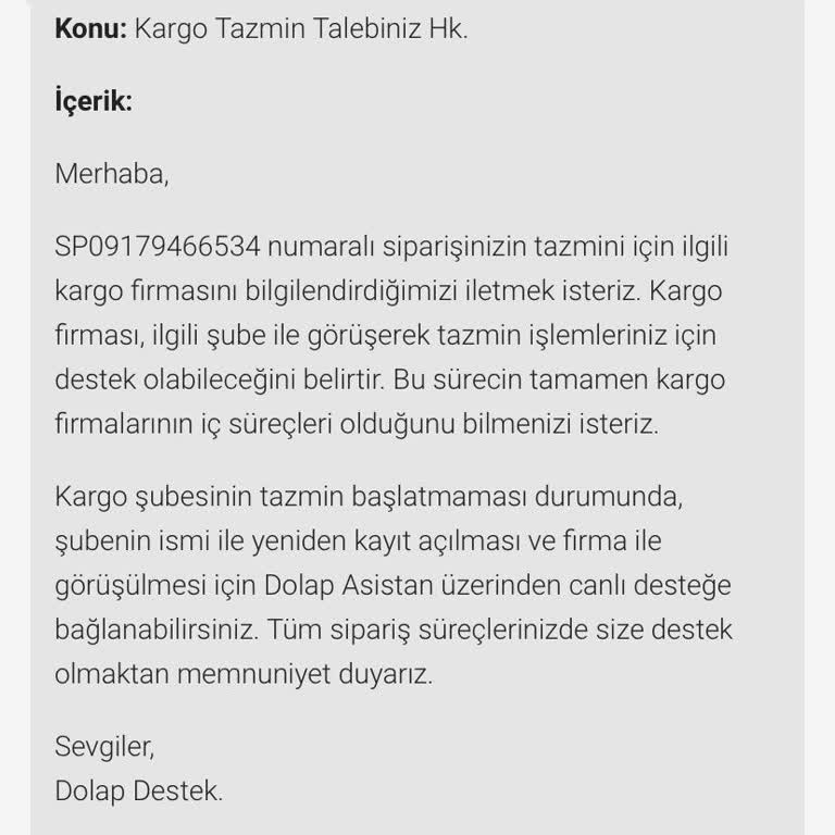 Aras Kargo Ağaçişleri Şubesi'nde Kayıp Gönderi ve Tazmin Sürecinin Başlatılamaması
