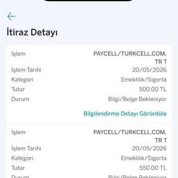 Paycell/Turkcell Emeklilik Sigortası Yetkisiz İşlemleri İçin İade Talebi