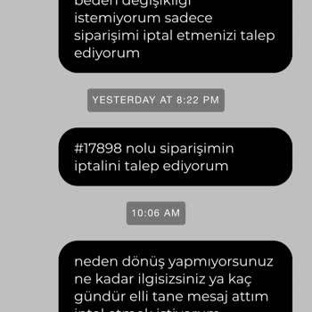 Sipariş İptali Talebim Görmezden Gelindi