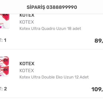 Eksik Kotex Ürünü Ve Slipstop Siparişimin İptali Nedeniyle Mağdur Oldum