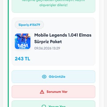 Akcepin Üzerinden Mobile Legends Elmas Satın Alımında Eksik Yükleme