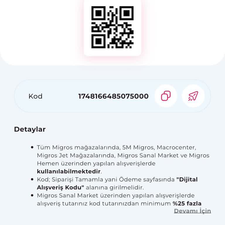 Puan Harca Ve Migros'ta Kullanılmış Dijital Alışveriş Kodu Satışı