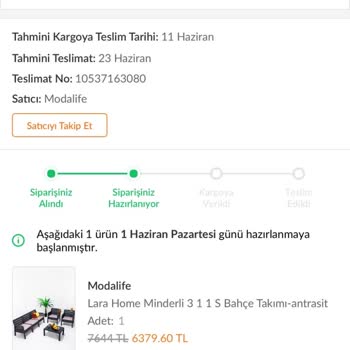Modalife Ürün Kargoya Verilmedi ve Teslim Tarihi Sürekli Erteleniyor