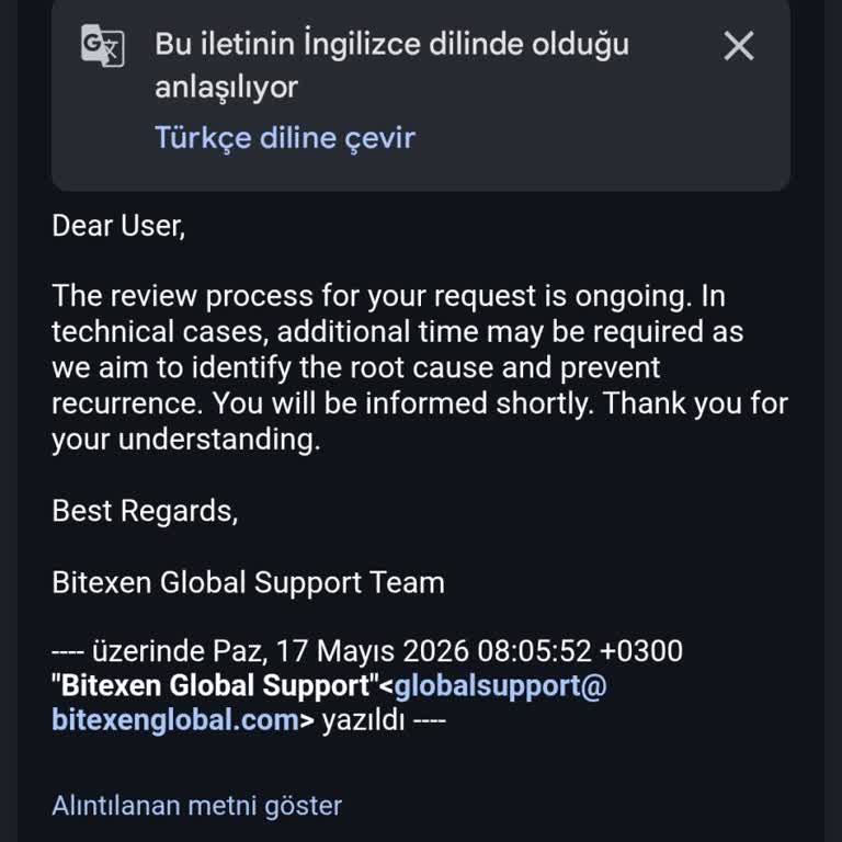 Bitexen Global’de 497 USDT ZK Çekimimin Kayıp Olması Ve Çözüm Talebi