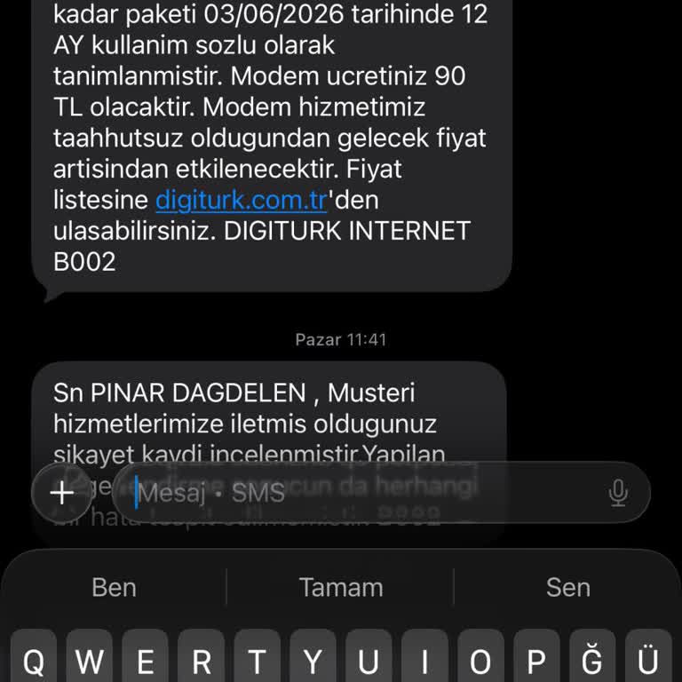 SMS’te Onaylanan 12 Aylık Taahhüt İşlenmedi Ve Daha Yüksek Fatura Kesildi