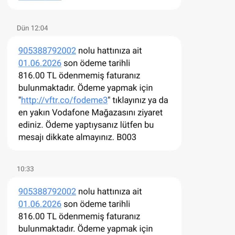 Vodafone'dan Haksız 816 TL Fatura Ve İptal Talebi