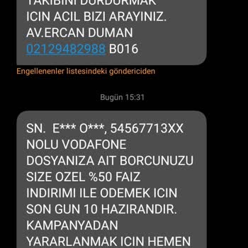Vodafone Adlı Sahte Aramaların Ve SMS’lerin İncelenmesi Talebi
