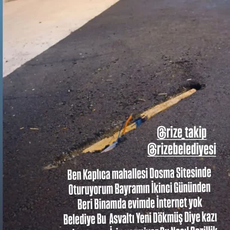 Rize Belediyesi Asfalt Çalışması Nedeniyle 9 Gün Süren İnternet Kesintisi