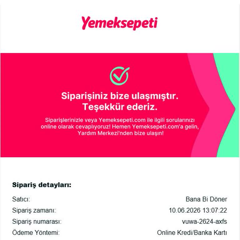 Yemeksepeti Uzun Gecikmeli Soğuk Döner Siparişi İçin İade Talebi