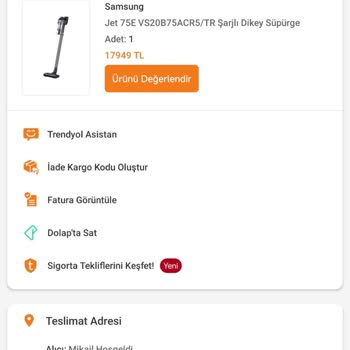 Trendyol'dan Aldığım Süpürge İçin 1.630 TL Fiyat Farkı İadesi Geri Gelmedi