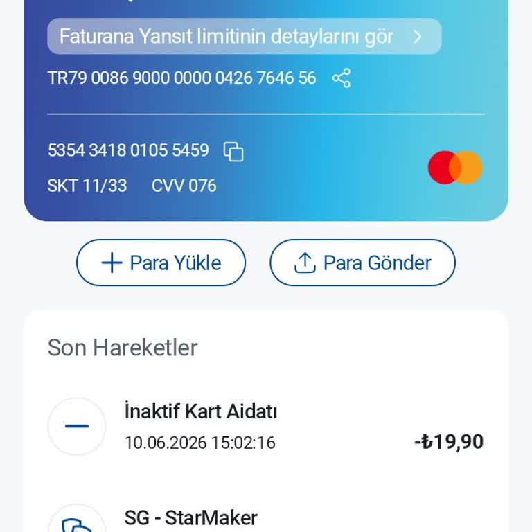 Sanal Paycell Kartıma Haksız 20 TL Kart Aidatı Kesildi