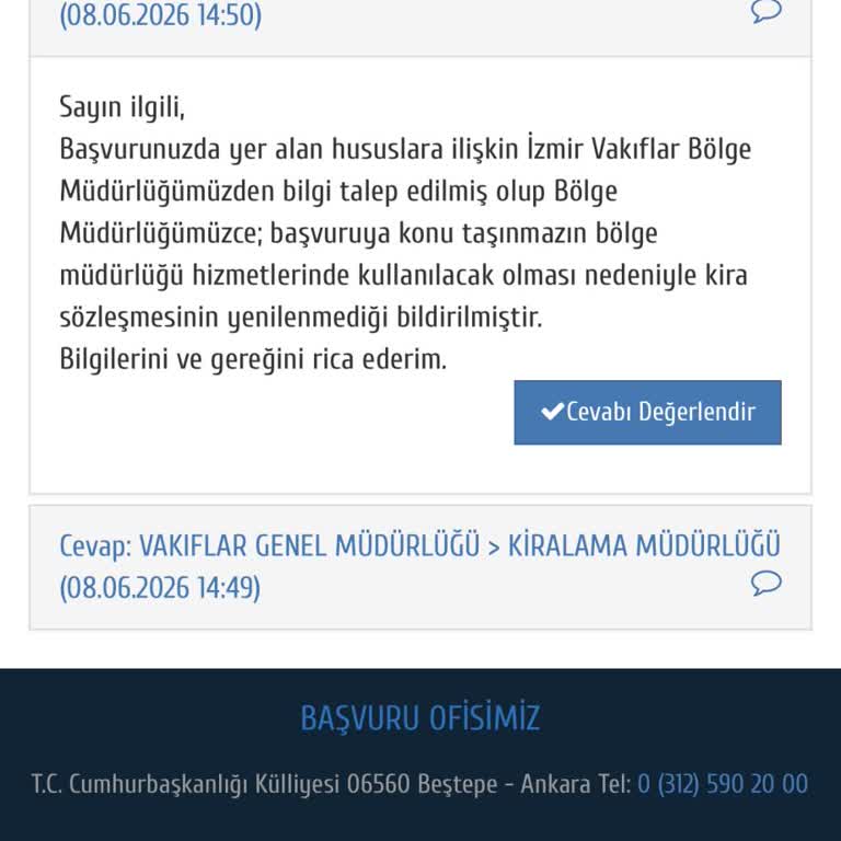 İzmir Vakıflar Bölge Müdürlüğü İyi Niyet Algımı Yok Etti