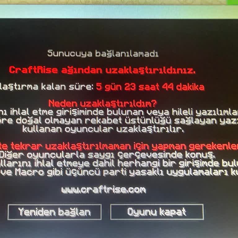Craftrise Sunucusunda Haksız Hile Banı Ve Açıklama Talebi