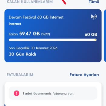 İzinsiz Devam Festivali Paketi Sonrası 1274 TL Fatura