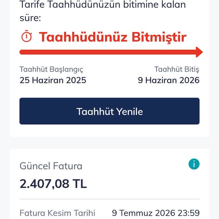 Türk Telekom Taahhüt Sonrası Aşırı Fatura Tutarı ve Düzeltme Talebi