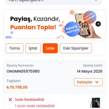 Getmobil'de Yanlış Renk Telefon Şebeke Sorunu Ve İade İptali