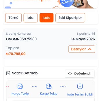 Getmobil'de Yanlış Renk Telefon Şebeke Sorunu Ve İade İptali