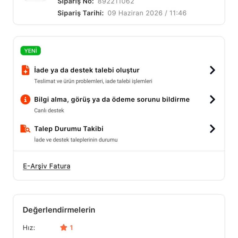 Teslim Edilmemiş Siparişe İade İsteği