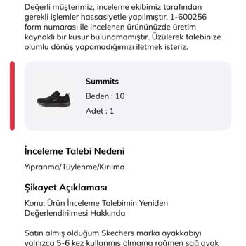 Skechers Ayakkabım Kısa Kullanımda Kırıldı, Fiziksel İnceleme Ve Değişim Talebi