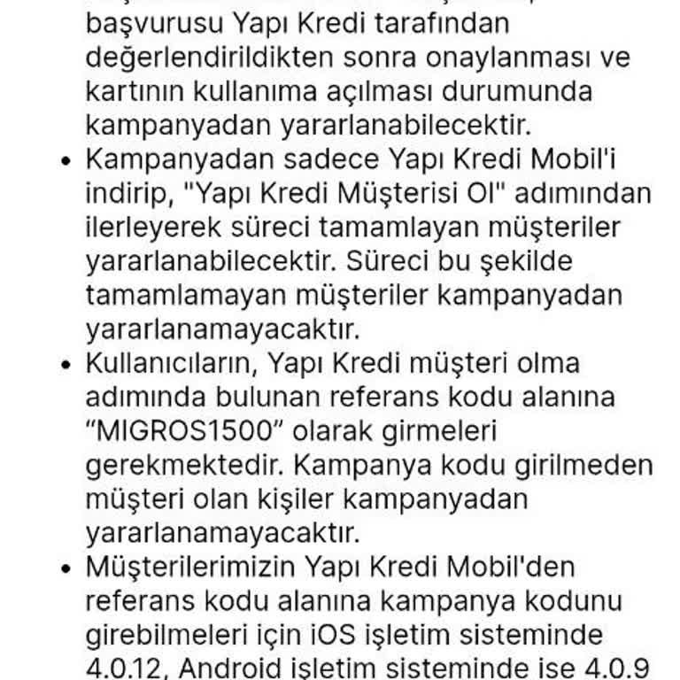 Migros1500 Kampanyasında 1.499 TL İndiriminin Hesaba Yansımaması