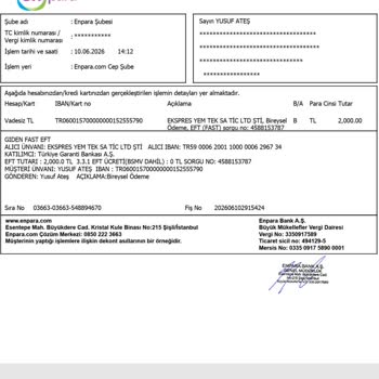Bankadan Gelen 2000 TL Yatırımım Hesaba Geçmedi, İade Talep Ediyorum