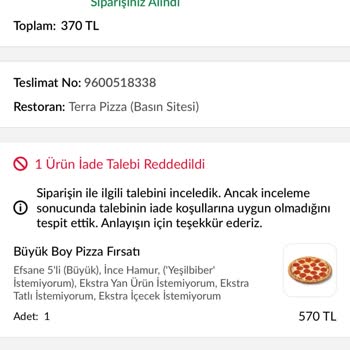Pizza Hamurunda Saç, İade Reddi Ve Müşteri Hizmetine Ulaşılamıyor