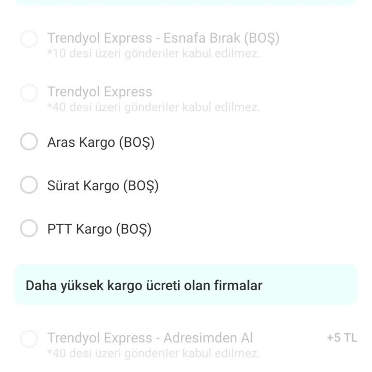 Dolap Satıcıları Trendyol Express Kargo Seçeneği Pasif, Gönderim Yapamıyor