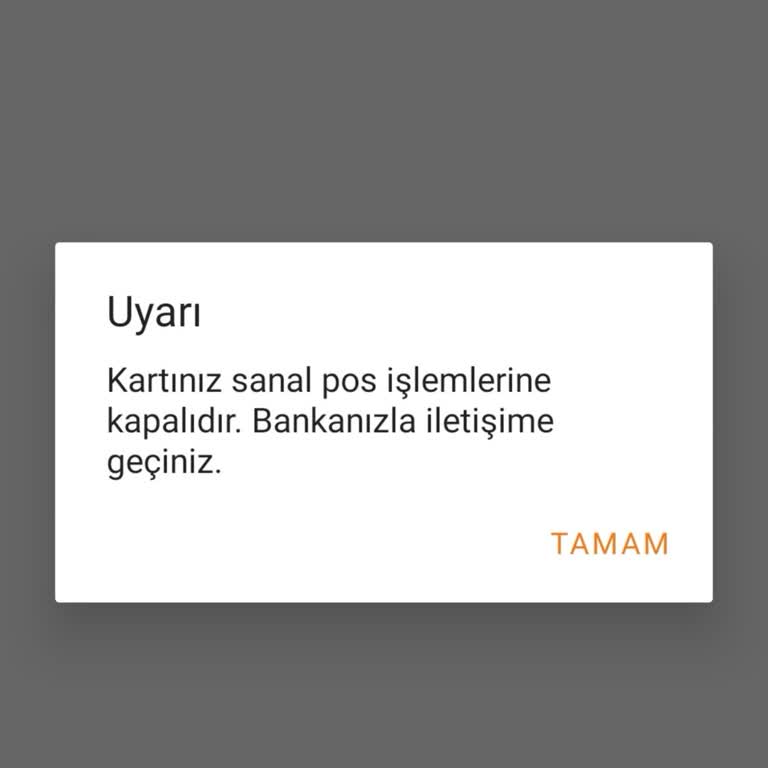 Trendyol’da Kartım Sanal İşlemlere Kapalı Uyarısı Ve Sipariş Engeli