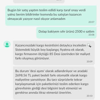 Dolap Satışında Aşırı Kargo Ücreti Kesintisi Ve Uyarı Eksikliği