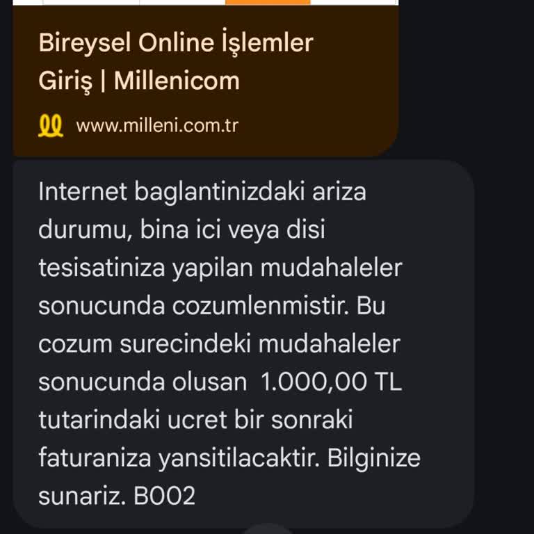 Kısa Sürede Düzelenen İnternet Kesintisi İçin 1000 TL Ücret İadesi Talebi