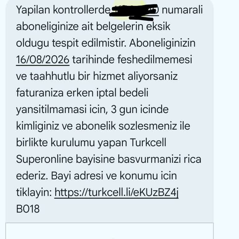 Eksik Evrak Bildirimi Sonrası Abonelik Feshi Ve İptal Bedeli Endişesi