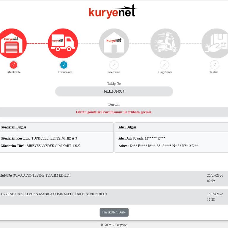 Sim Kartım 17 Gün Gecikmeli Kuryenet Tesliminde Bilgilendirme Yok