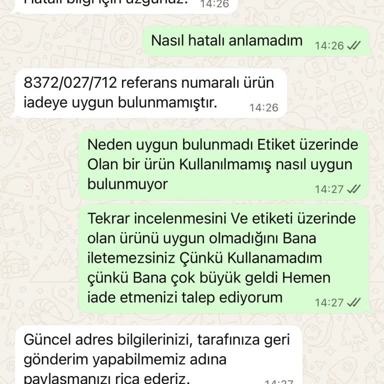 Zara'dan Etiketli Ve Kullanılmamış Ceketin İade Reddi