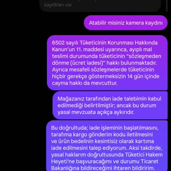 Defolu Ve Beden Uyuşmazlığı Olan Kot Takımda İade Reddi