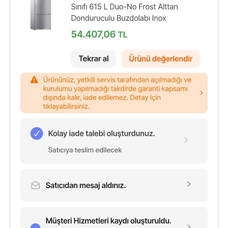 Buzdolabı Kapıdan Geçmedi, Teslimat Ve Servis Yardımcı Olmadı