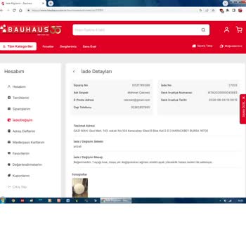 Defolu Masa İçin Acil İade Talebi Ve Kargo Gecikmesi