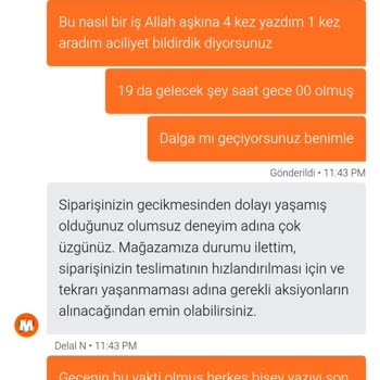 Söz Verilen Saate Uymayan Teslimat Ve Yetersiz Müşteri Hizmeti