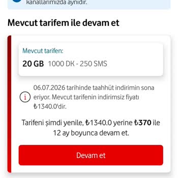 Vodafone Yenileme Teklifindeki Fahiş %180 Fiyat Artışı Şikayetim