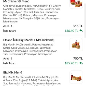 Trendyol McDonald's Siparişinde Binlerce Lira Değerinde Ürün Eksik Gönderildi, Tam İade Bekleniyor