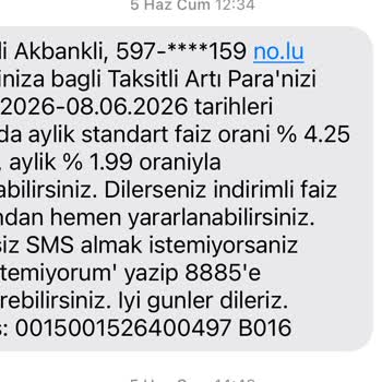 SMS İle Bildirilen %1,99 Faizli Kampanyanın Uygulanmaması Ve Geri Dönüş Eksikliği