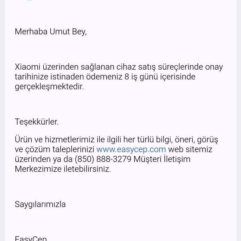 Easy Cep’ten Taahhüt Edilen 3.100 TL Ödeme Gecikti Ve Açıklama Talebi