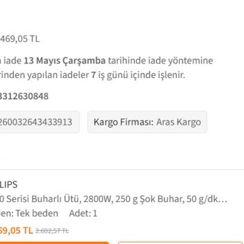 Philips Ütüsünde Tekrarlayan Buhar Üretmeme, Su Sızdırma Ve İade Gecikmesi