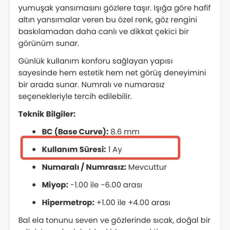 Optiklensevi Kullanım Süresi Bilgisi Yanlış