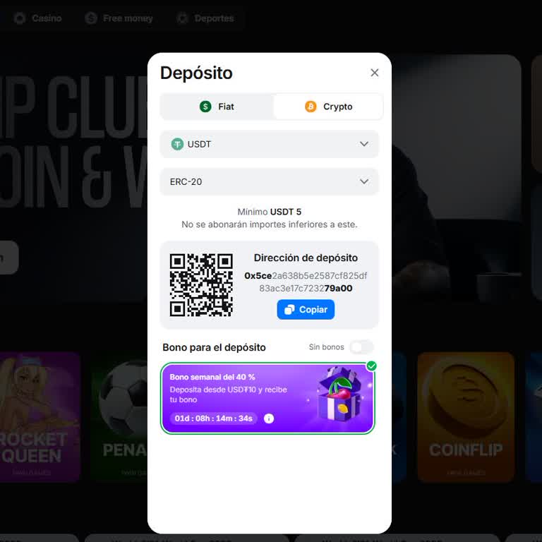 1Win no acredita depósito en criptomonedas pese a transacción confirmada