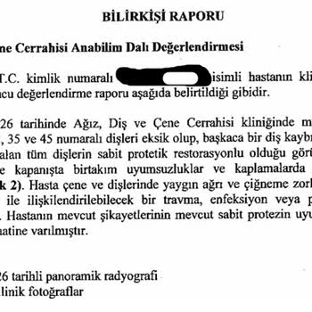 Dinçalya Smile Zirkonyum Kaplamalarındaki Hatalı Tedavi Ve Maddi-Manevi Tazmin Talebi