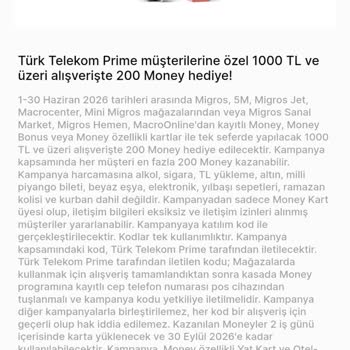 Migros Kampanya Koşullarını Yerine Getirdim, Money Puanı Gelmedi