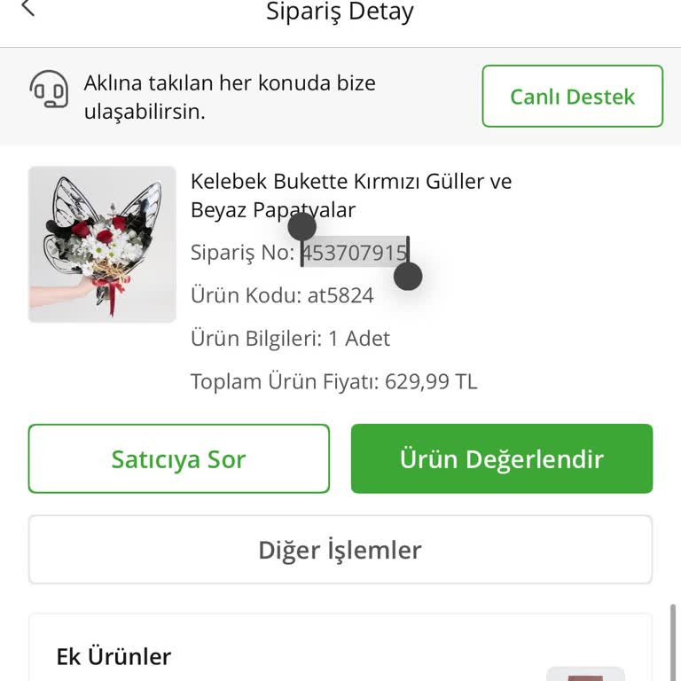 Çiçek Sepeti Ek Ürün Gelmedi, İade Bekliyorum